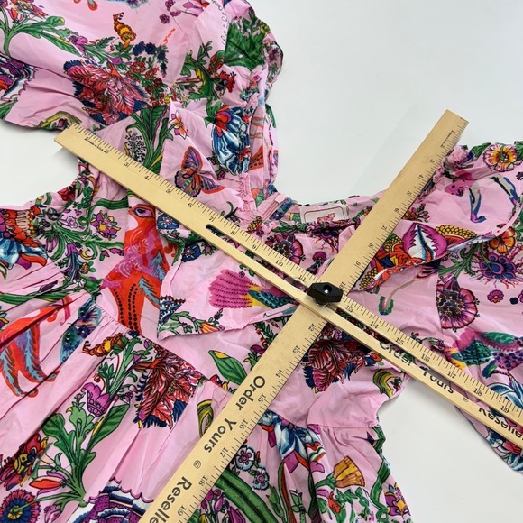 Banjanan Dress Women Large Pink Floral Scorpio Ruffle Puff Sleeve Cottagecore - Picture 9 of 12